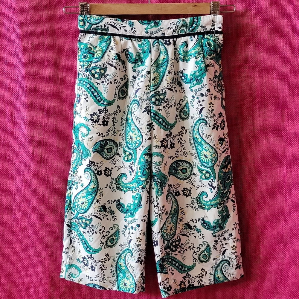 Janie and Jack Navy/Green Paisey Pants -5